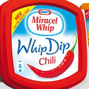 Unter der bekannten Submarke Miracel Whip führte Kraft Dips ein. Herausforderung: Gewohnte Reduktion und klare Kommunikation des Produktvorteils. 